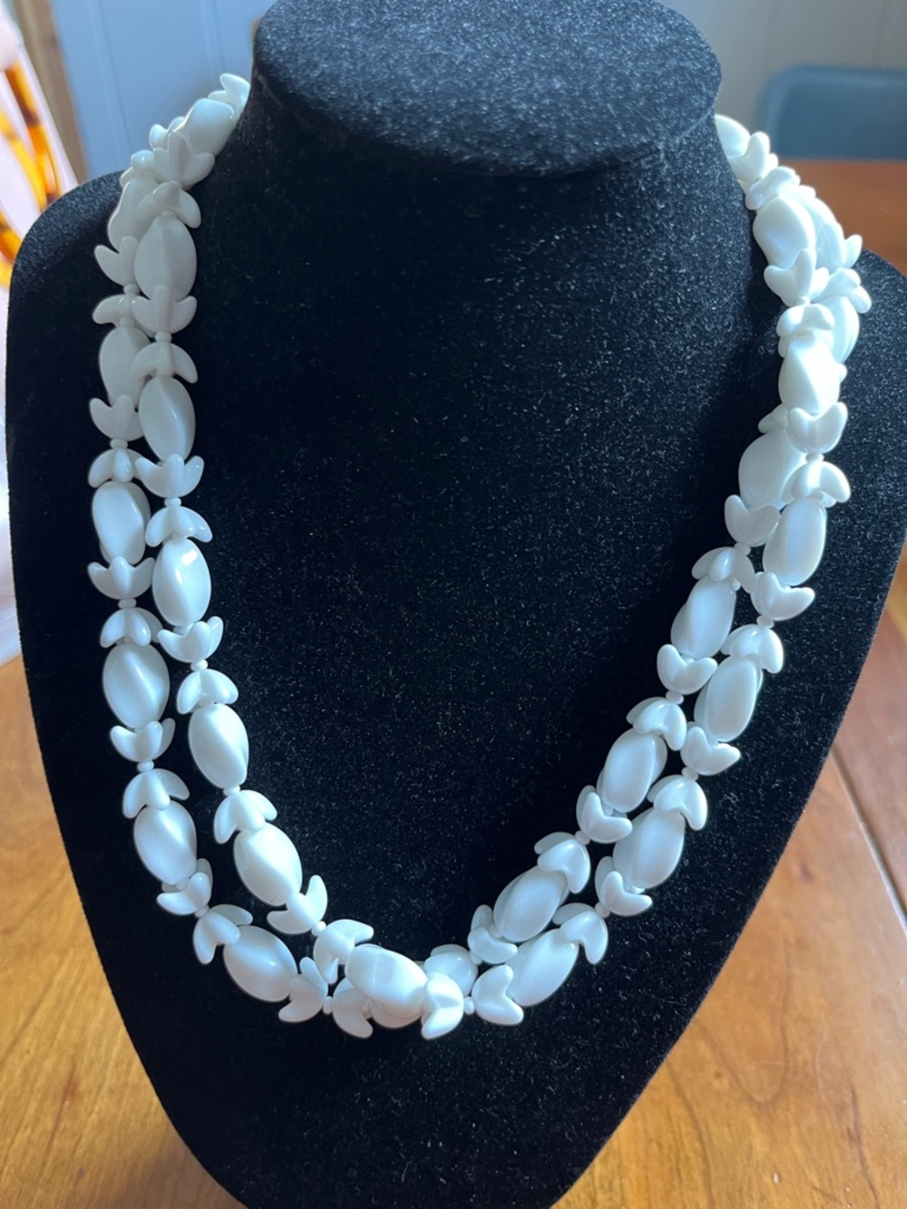 White bead necklace